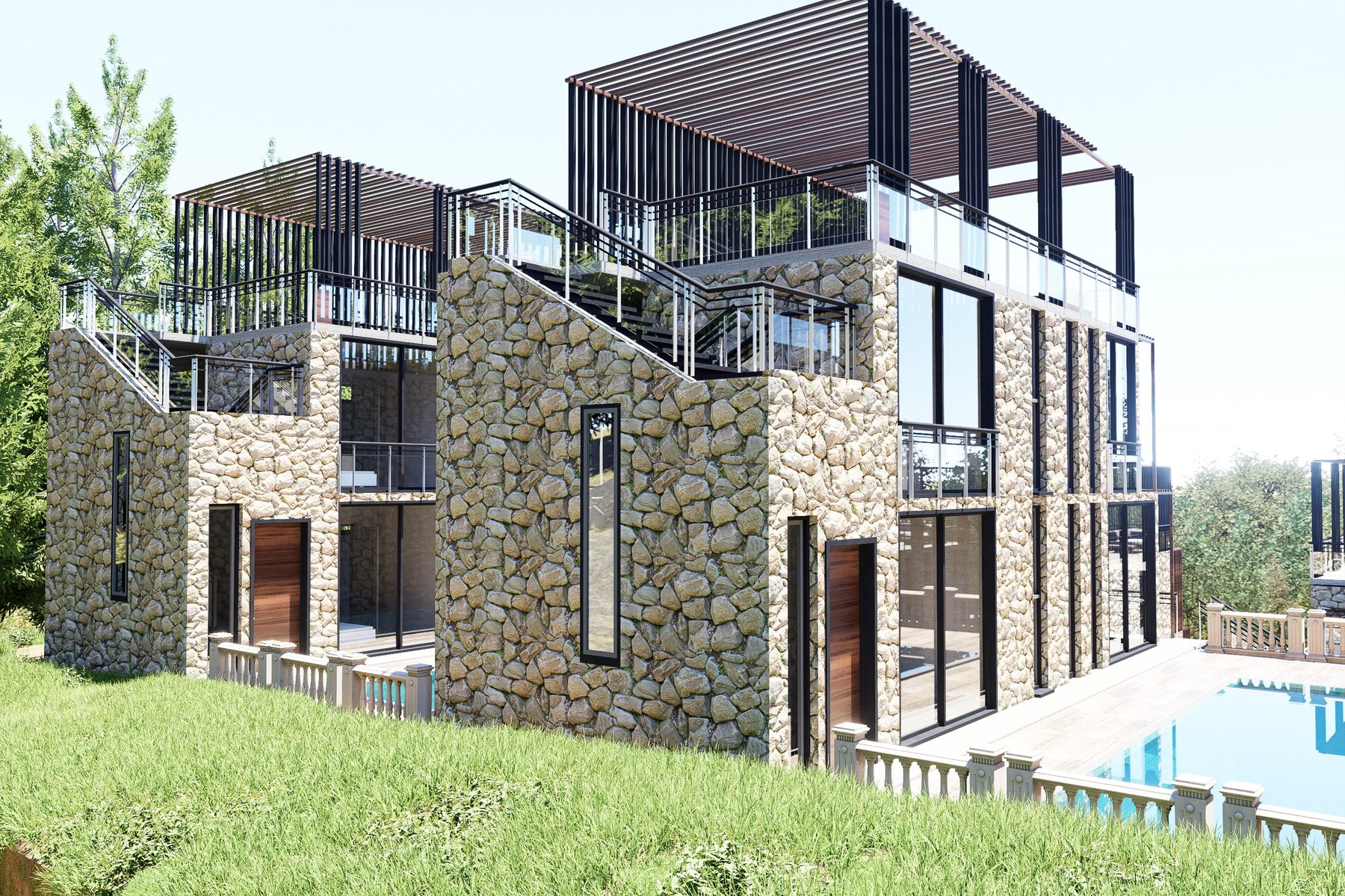 Stone and glass architecture